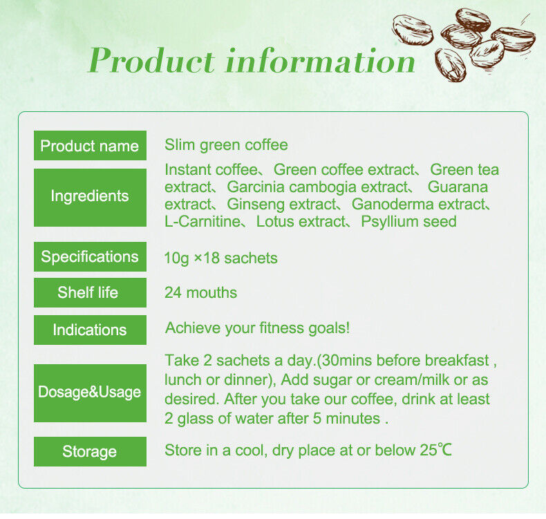 Diet Coffee Weight Loss Coffee Ganoderma Powder Slimming Instant Coffee 10g*18