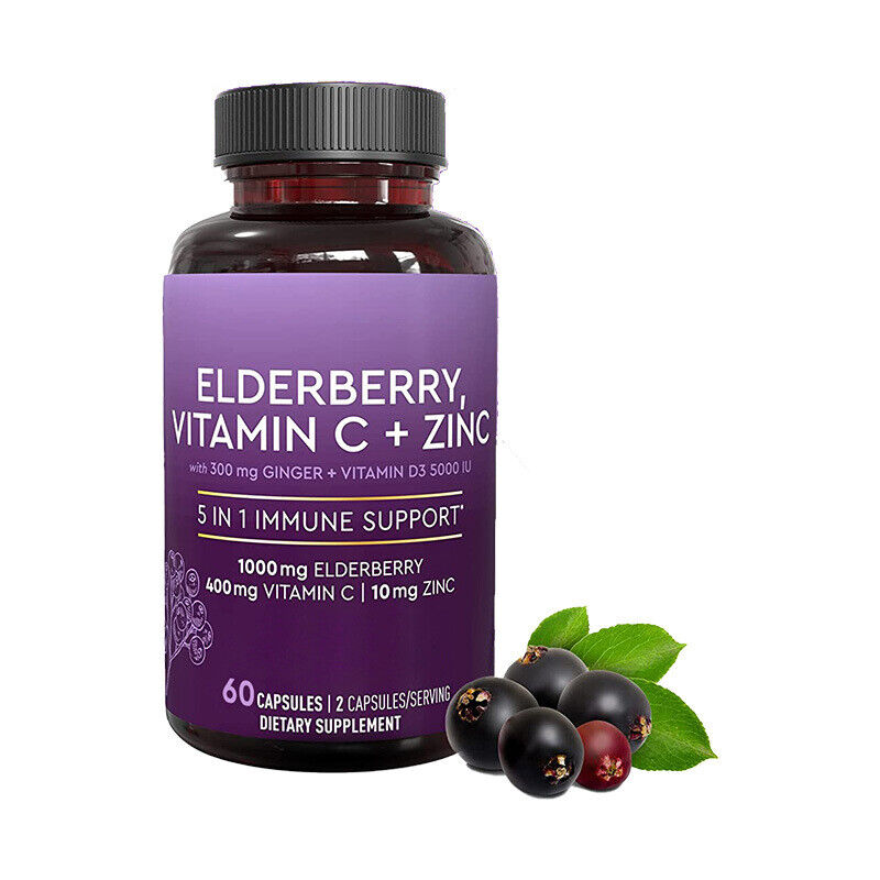 In Stock Elderberry Vitamin Capsules 60 Capsules