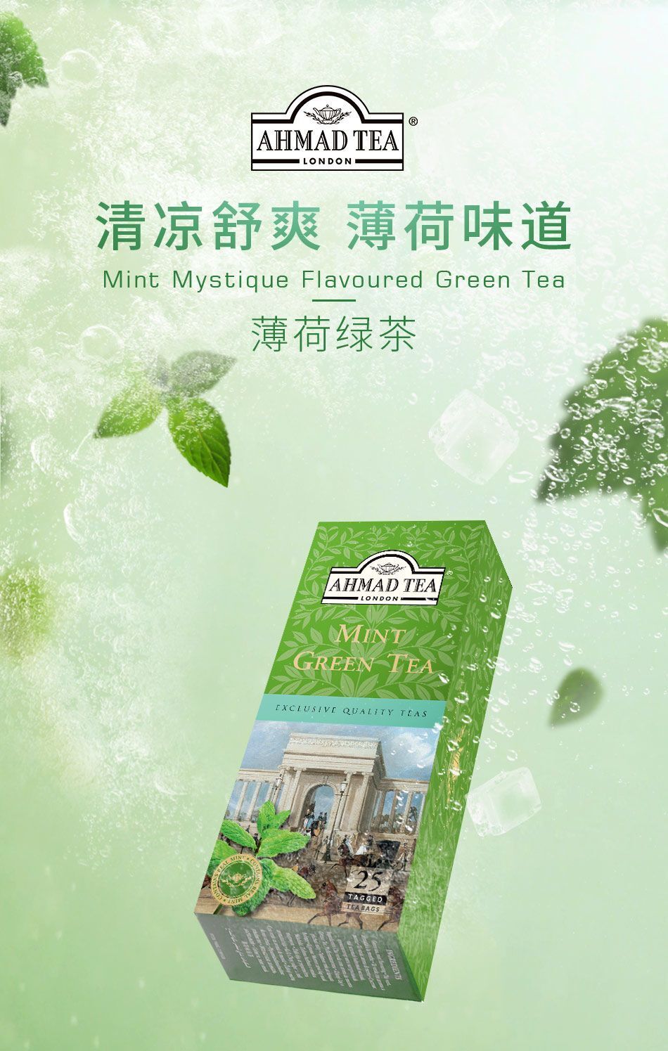 Tea Moroccan Flavor Mint Flavored Green Tea Bags Tea Bags 25 Bags/box