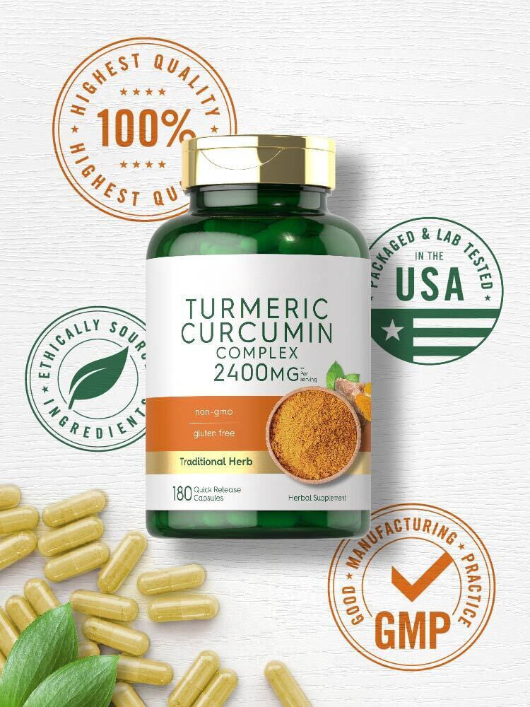 Turmeric Curcumin 2400mg | 180 Capsules | Non-GMO, Gluten Free