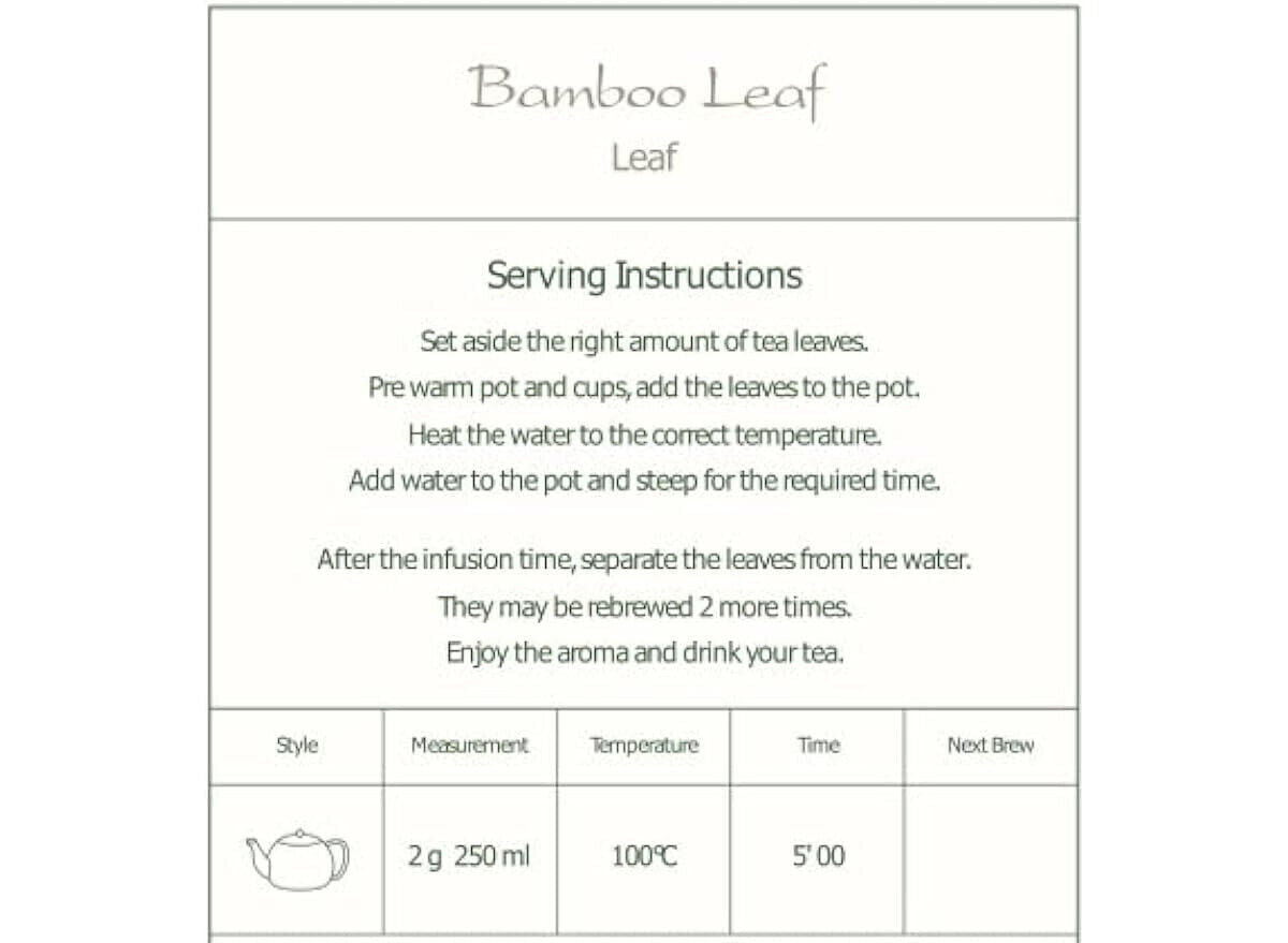 Bamboo Tea Loose Leaf Tea - Herbal Bamboo Leaves 100g