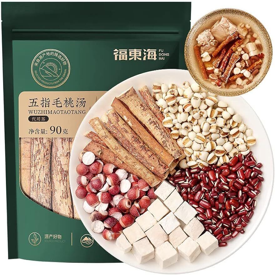 90g Red bean, Five-finger hair, Poria cocos, Euryale, Coix seed mixed soup