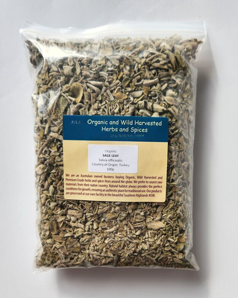 SAGE LEAF ORGANIC HERBAL TEA 100g Salvia officinalis dried herb