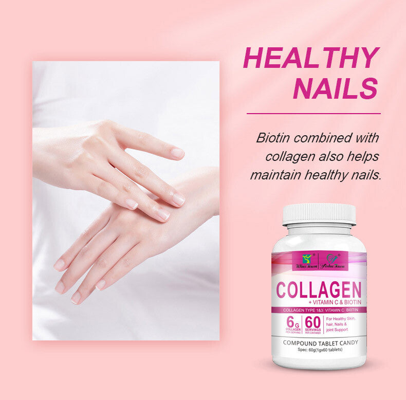 Collagen Vitamin C Biotin Tablets for Healthy Skin Hair Nail 60tablets/bottle