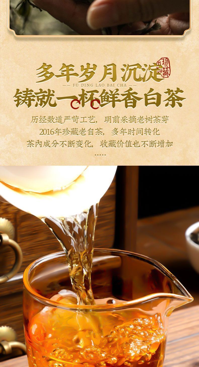 Fuding White Tea Shou Mei Chen Xiang Old White Tea Classic Tea Cake 350g
