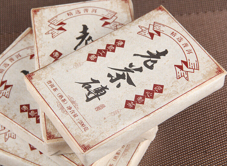 Pu'er Tea Made of Aged Raw Materials, Aged Pu'er Tea Bricks Ripe Tea Brick 200g