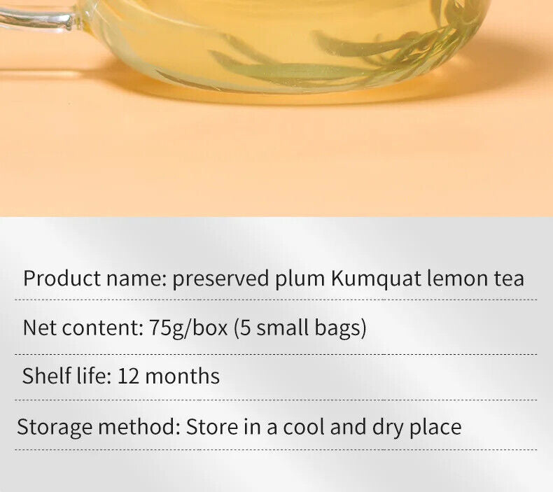 Preserved Plum Kumquat Lemon Tea Healthy Herb Tea Bag 75g/5 Bags