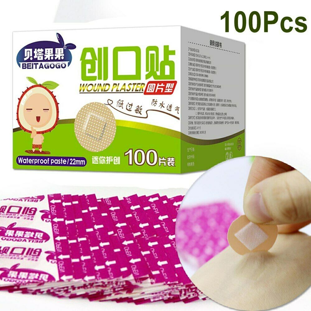 迷你圆形小创可贴 隐形防水创口贴PE透气贴100 件 Mini Yuan Xing Xiao Chuang Ke Tie Yin Xing Fang Shui