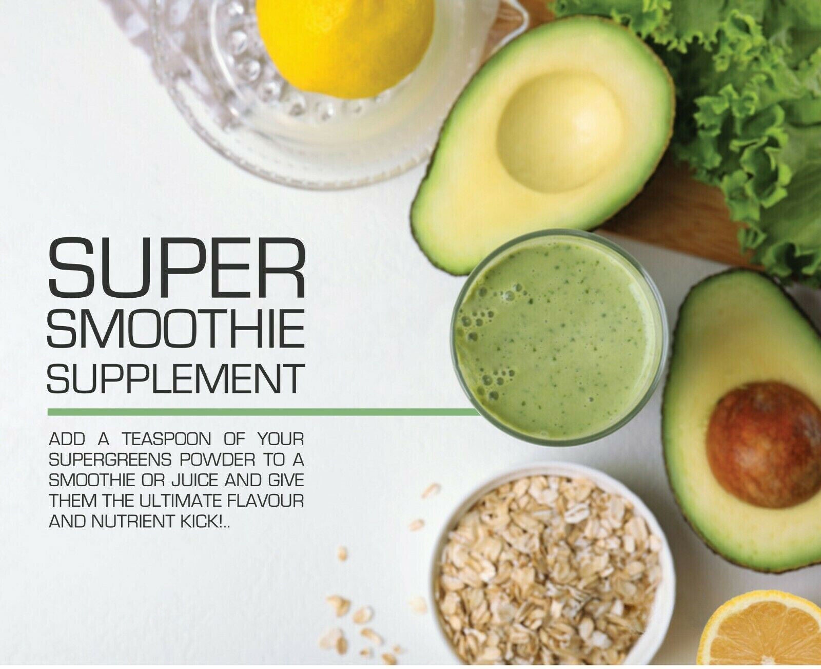 Super Greens Powder 250g - 34+ Super Foods Spirulina Chlorella Barley Grass