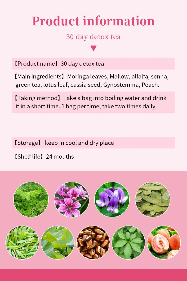 30 Day Detox Slimming Tea Peach Fruit Tea Bags Flat Tummy Tea Shaped Skinny