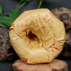 Natural Xiaguan Pu'er Tea Shangpin Jinsi Gold Ribbon Tuo Cha Aged Puer 100g