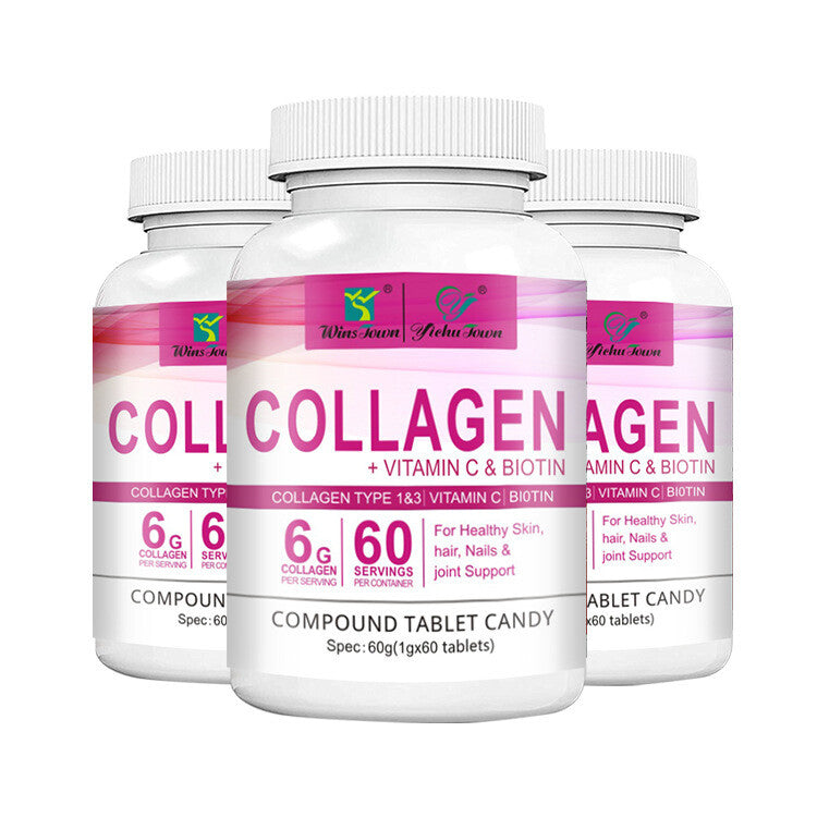 Collagen Vitamin C Biotin Tablets for Healthy Skin Hair Nail 60tablets/bottle