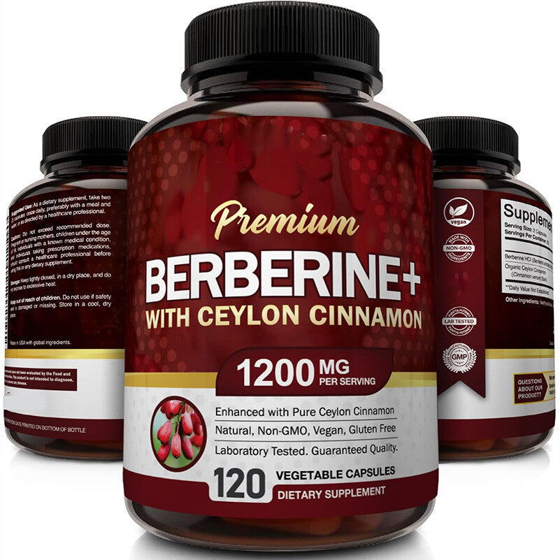 1200mg Berberine Capsules, Natural HCL Extract, Healthy Cholesterol Caps