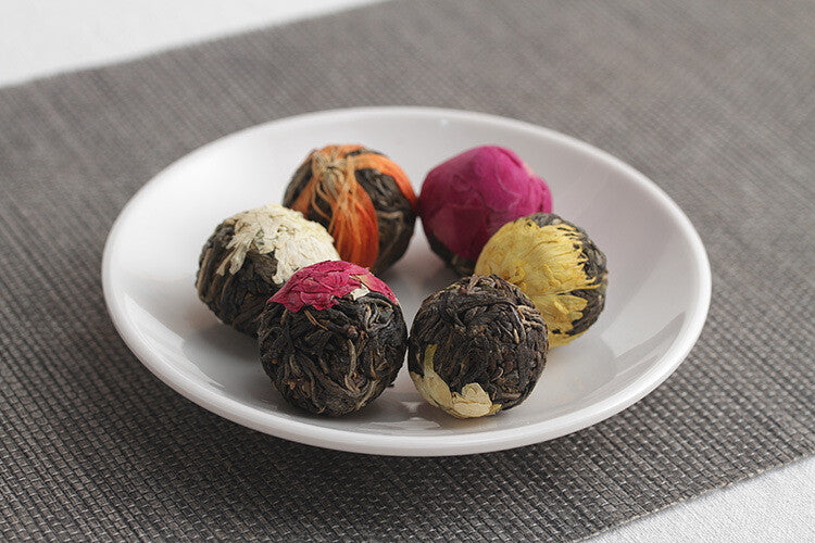 Puer Longzhu 18pcs Raw Tea Rose Jasmine Peony 6 Flavors Combination Flower Tea