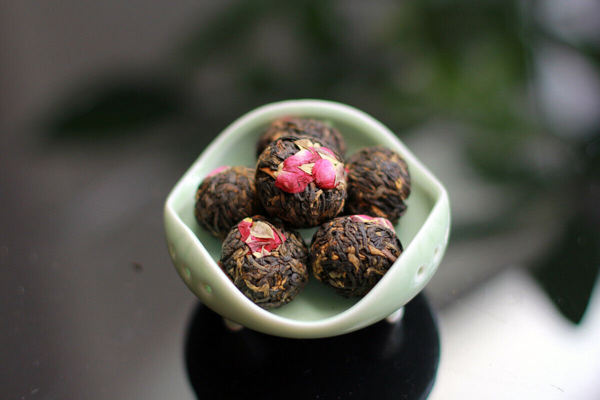 HelloYoung 108g Yunnan Pu-erh Tea Raw Tea Rose Black Tea Dragon Pearl Jasmine Dragon Pearl