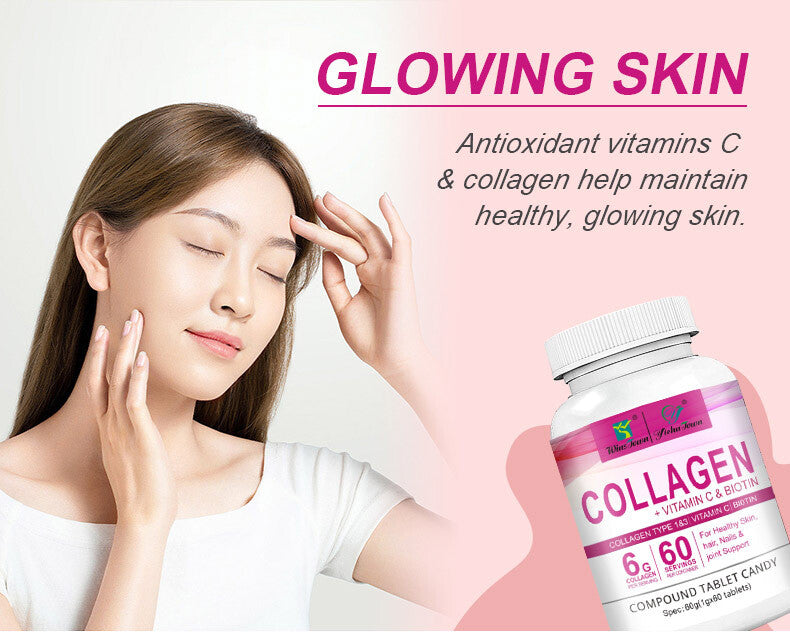 Collagen Vitamin C Biotin Tablets for Healthy Skin Hair Nail 60tablets/bottle