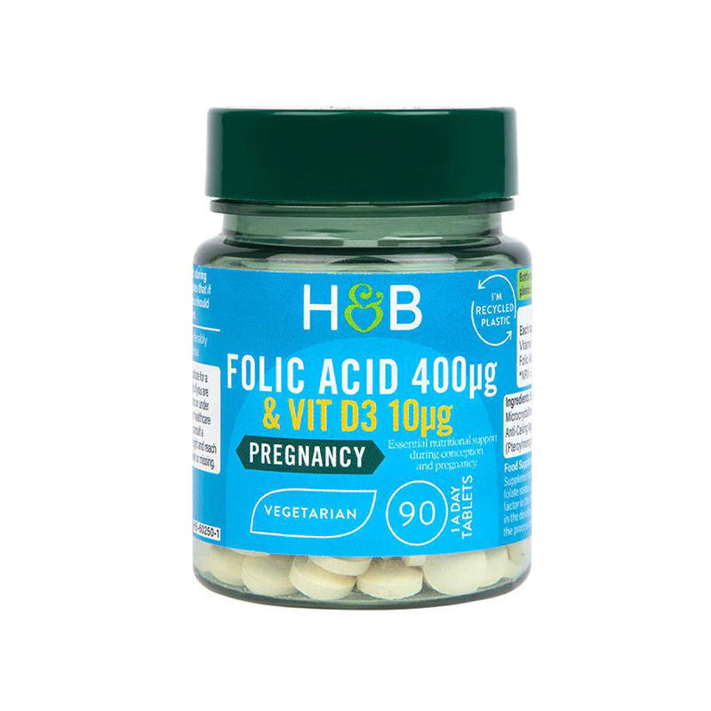 HB Folic Acid+Vitamin D3 90 Tablet Pregnant Nutrition Tablets Active Folic Acid