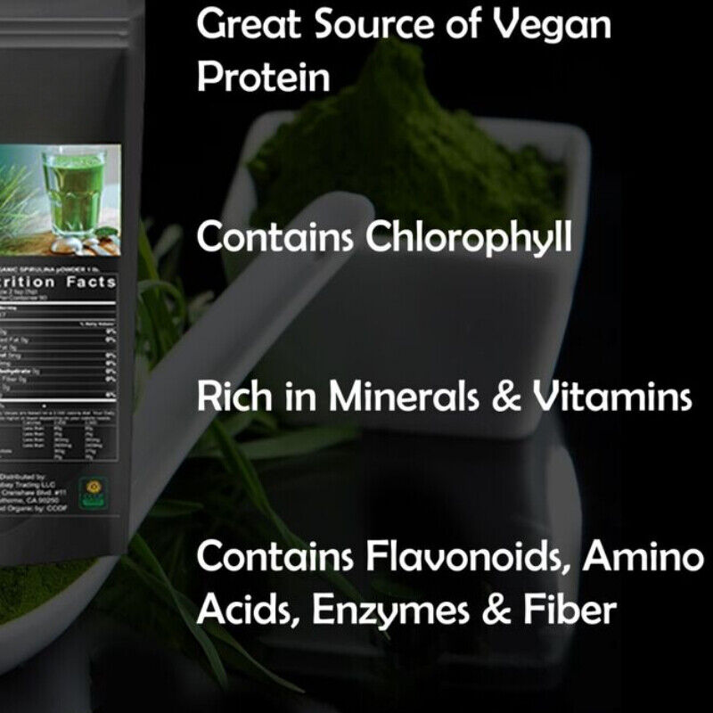 Spirulina Powder Organic 100% Pure Non-Gmo Non-Irradiated 1.1 lb - 17.6 ounce