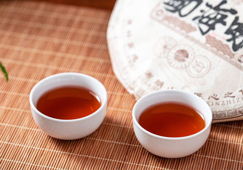 357 Grams Menghai Flavor Pu'er Tea Ripe Tea Cake Brown Yunnan Qizi Cake Tea