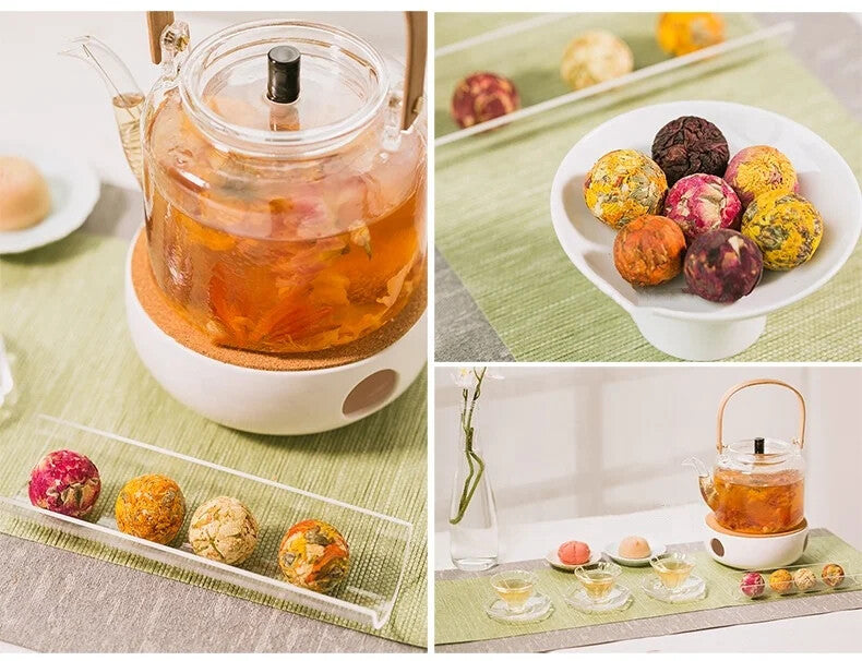 Pu'er Rose Jasmine Sugar Free Roselle Dragon Ball Loose Flower Tea Balls 20PCS