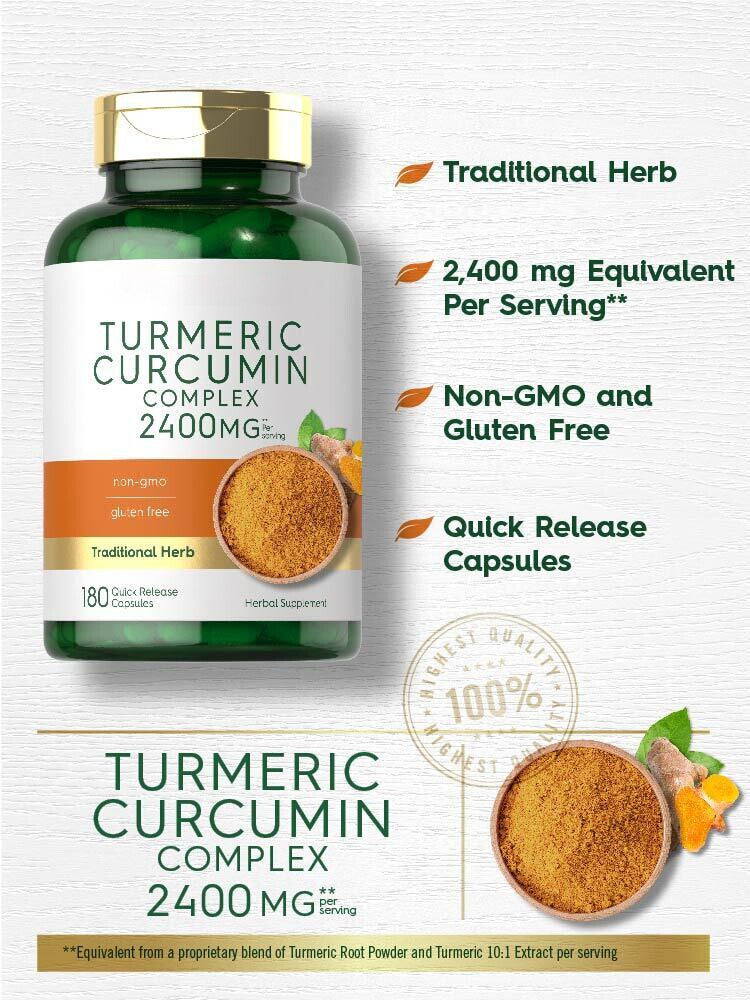 Turmeric Curcumin 2400mg | 180 Capsules | Non-GMO, Gluten Free