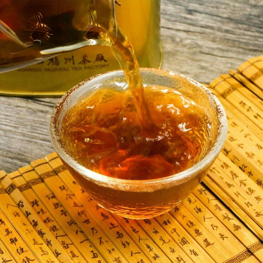 HelloYoung Hei Cha Golden Jar Three Cranes Loose Dark Tea Guangxi Liupao Box Tea 200g