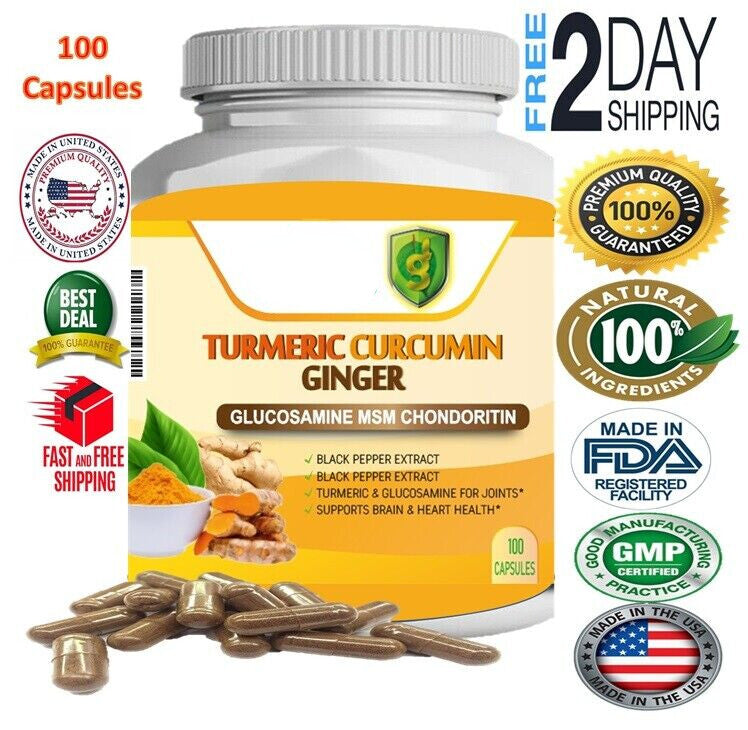 100% Natural Turmeric Curcumin  Arthritis Joint supportwith Ginger Black Pepper