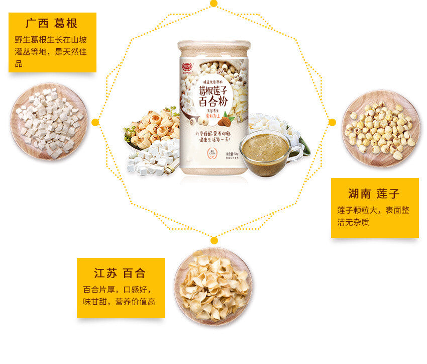 Kudzu Lotus Seed Lily Powder Whole Grains Meal Replacement Breakfast Powder 500G