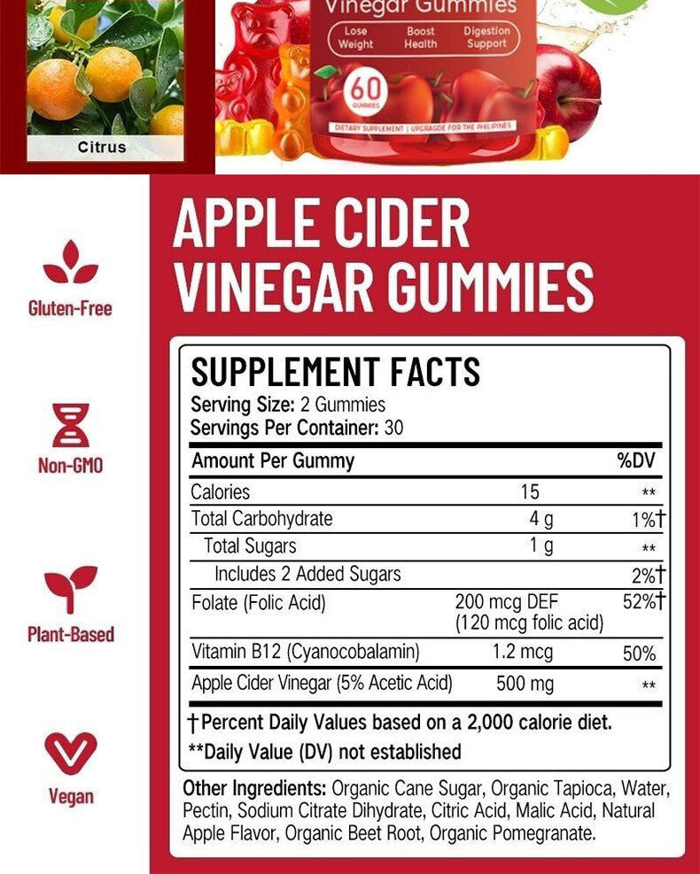 Apple Cider Vinegar Gummies Apple Cider Vinegar Gummies 60 Capsules