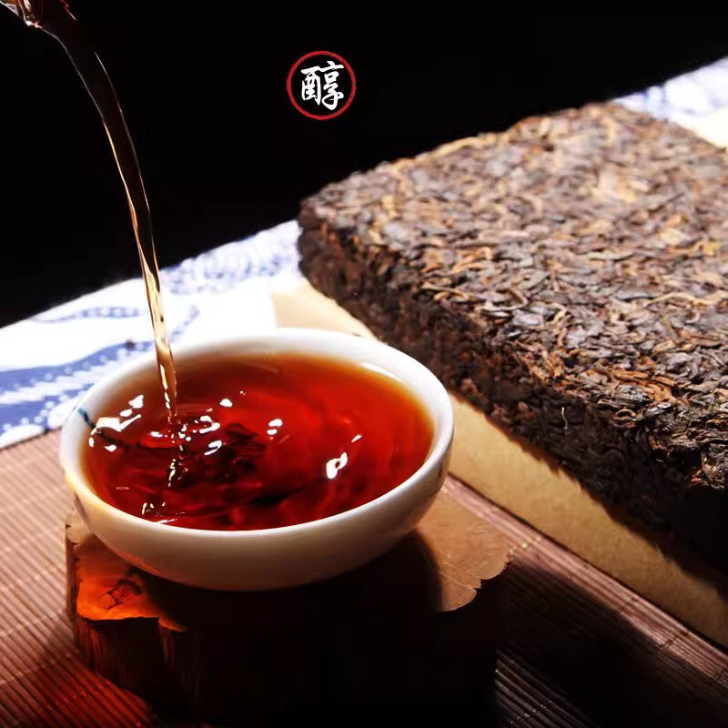 1000g TIAN FU CHA Anhua Baishaxi 1939 Dark Tea Black Tea Gold Flower Tea Brick