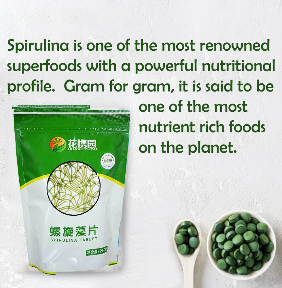 Organic Spirulina Tablets, 3000mg Per Serving, 1250 Tablets - Superfoods