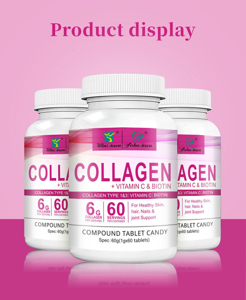 Collagen Vitamin C Biotin Tablets for Healthy Skin Hair Nail 60tablets/bottle