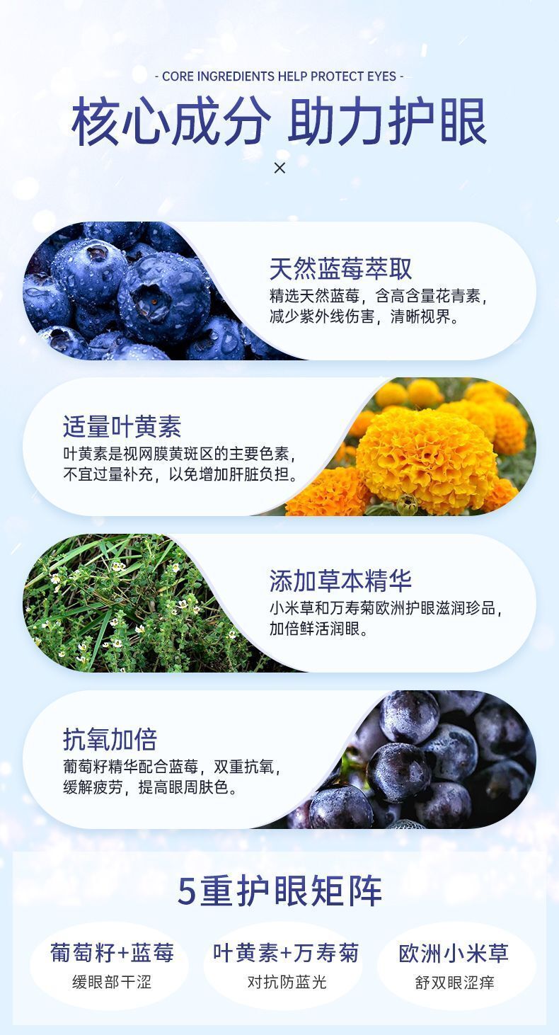 HBHebery Blueberry Lutein Relieving Eye Fatigue 7.5mg * 60 Capsules/ Bottle