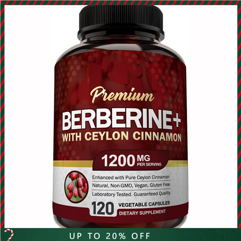 1200mg Berberine Capsules, Natural HCL Extract, Healthy Cholesterol Caps