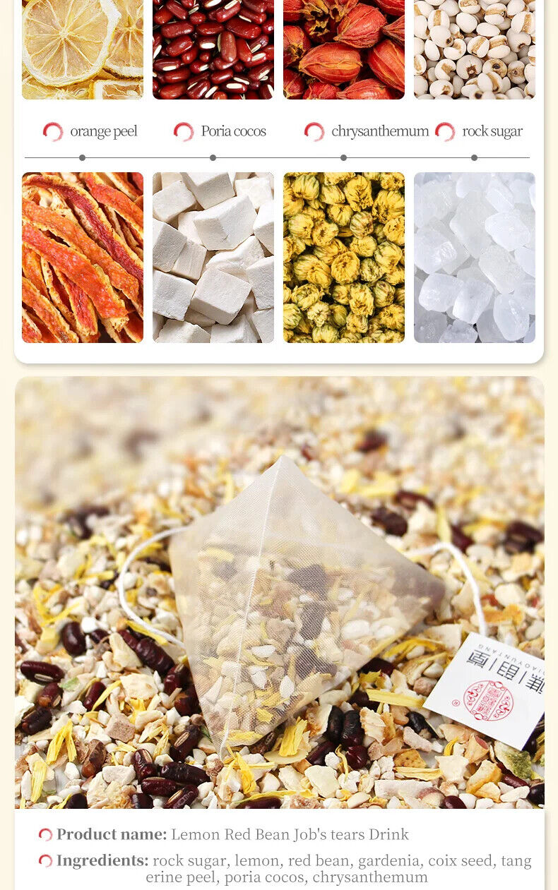 Lemon Red Bean Job's Tears Drink Healthy Herb Tea Bag 180g/30 Bags