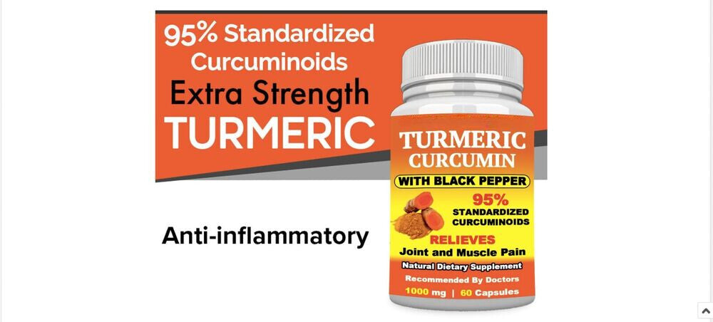 Turmeric With 95% Curcumin Joint and Muscle Pain Relief With Black Pepper