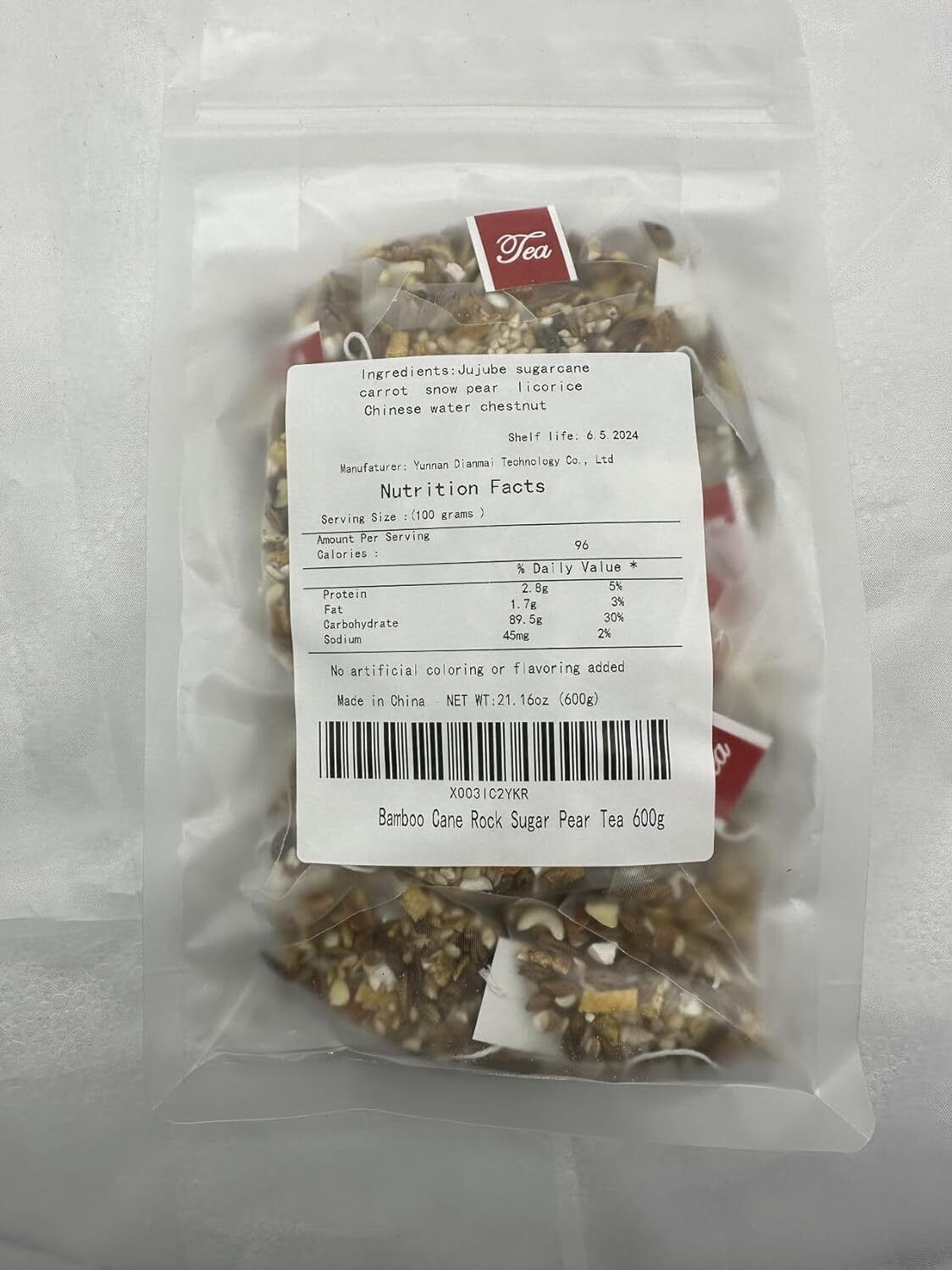 竹蔗茅根雪梨茶 Bamboo Cane Rock Sugar Pear Tea 600g 21.2Oz(12g*50package)