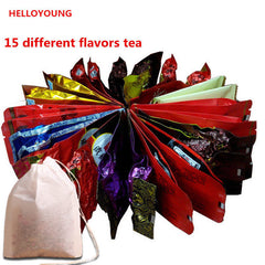 HelloYoung Dahongpao Black Tea Milky Oolong Tea Tieguanyin Green Tea 15 Bags Kinds of Tea