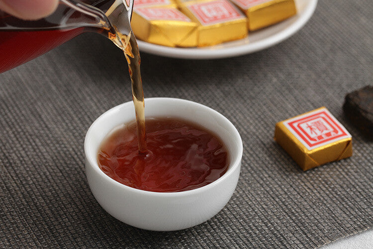 Menghai Puerh Ripe Tea Small Square Brick,Catalpa Puerh Tuo Tea 500g