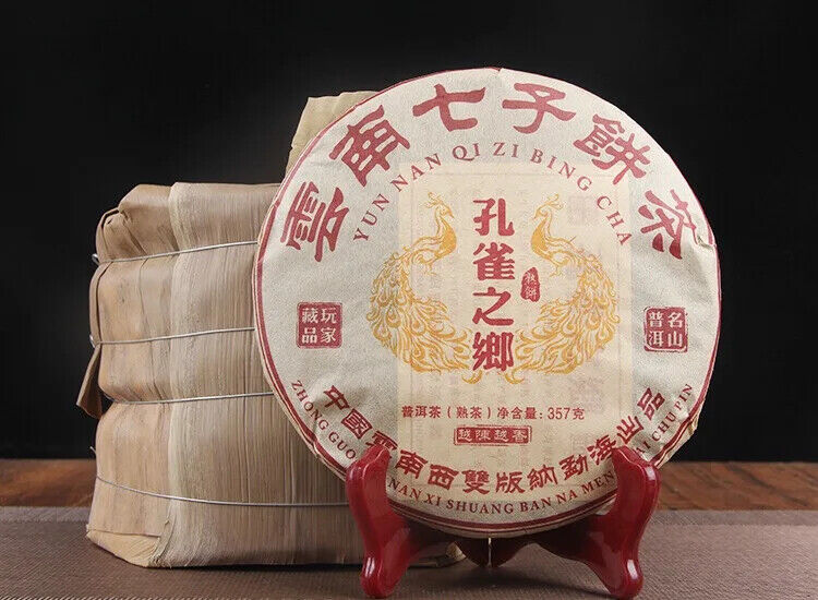 Chinese Good Taste Shu Puer Tea Cake 357G Yunnan Qizi Bing Fermented Puerh Cha