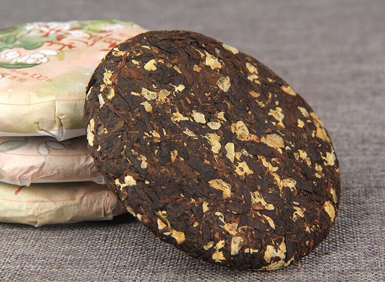 HelloYoung 100g Pu'er Ripe Tea Jasmine Ripe Tea Cake 普洱熟茶茉莉花普熟茶饼三级普洱+茉莉 陈香花香小茶饼