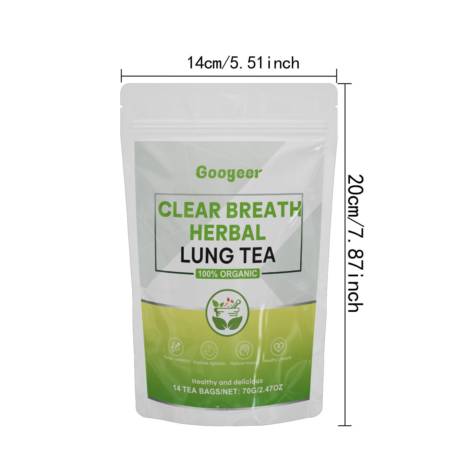 100% Organic Natural Respiratory Support Googeer Breath Herbal Lung Tea