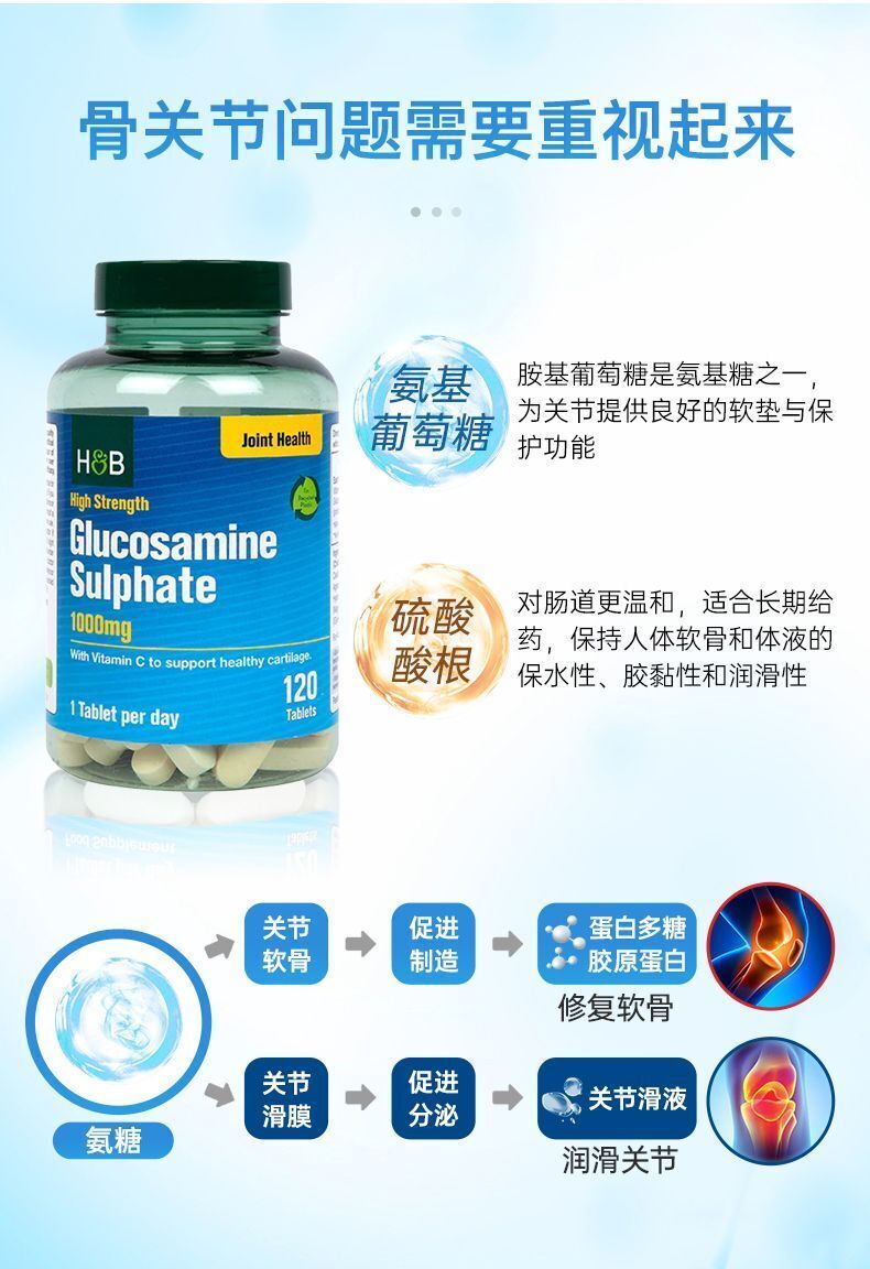 HB Amino Sugar Hoperux Chondroitin Vitamin Bone Strength 1000mg*120 Capsules