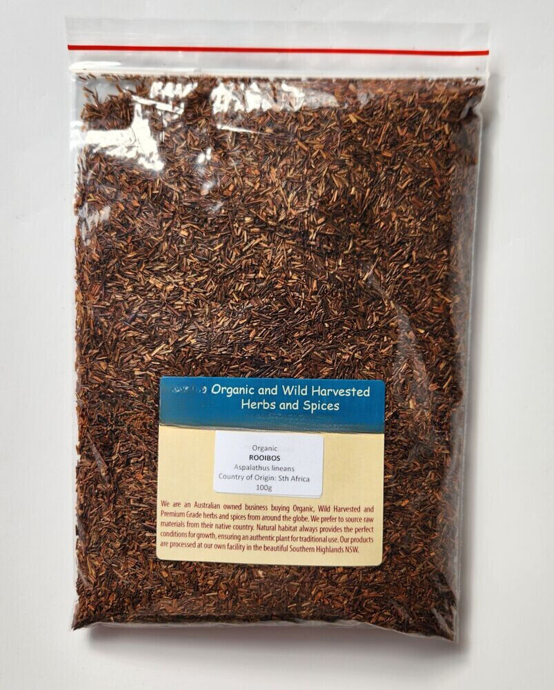 ROOIBOS ORGANIC HERBAL TEA 100g African Red Bush Aspalathus lineans dried herb