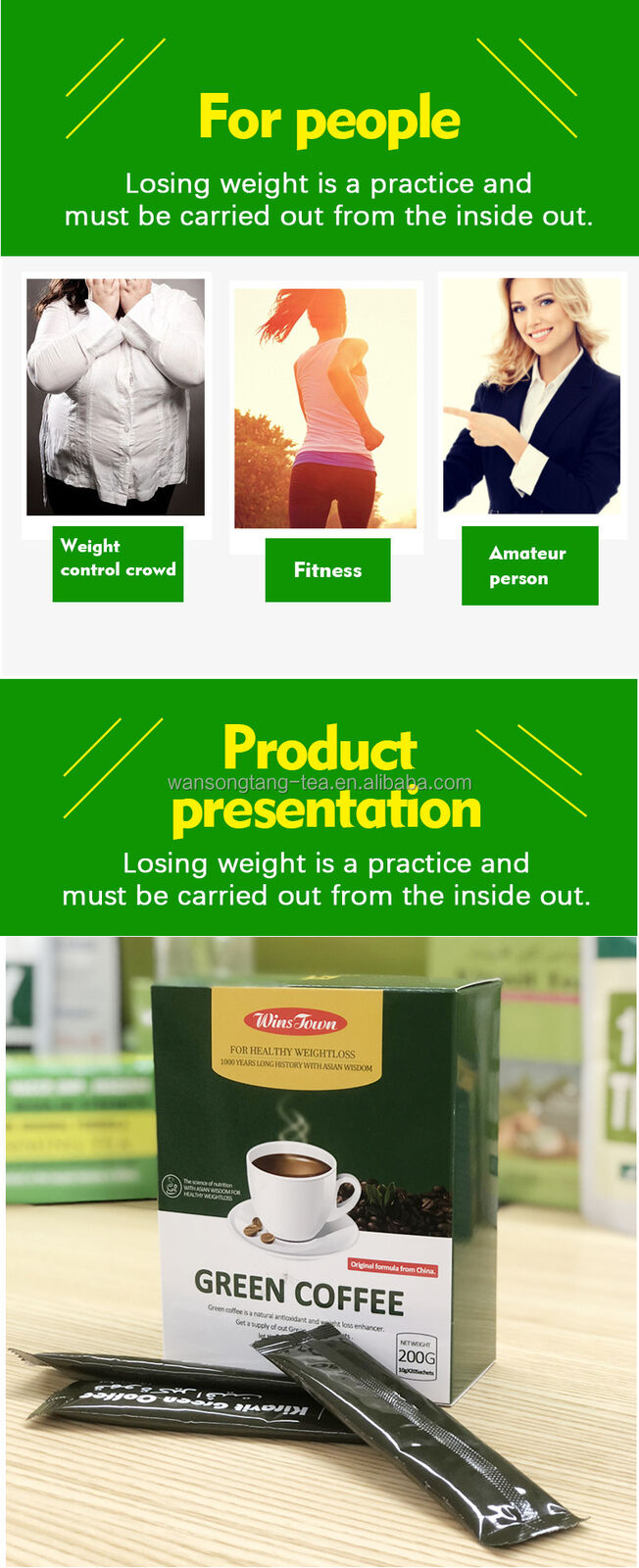 Weight Loss Coffee3 in 1Garcinia Cambogia Slimming Green Coffee with Ganoderma