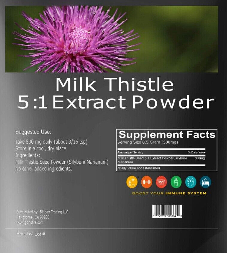 Milk Thistle Seed Powder 1.1lb Silybum Marianum