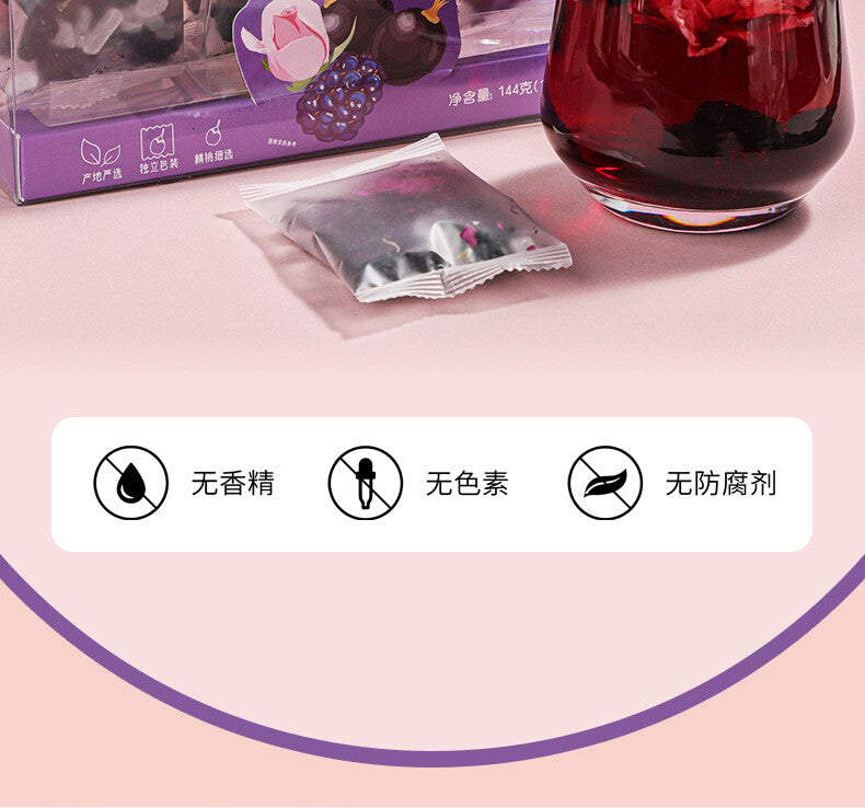 Black Goji Berry Mulberry Rose Herbal Tea Bags Anthocyanin Rich Health Drink