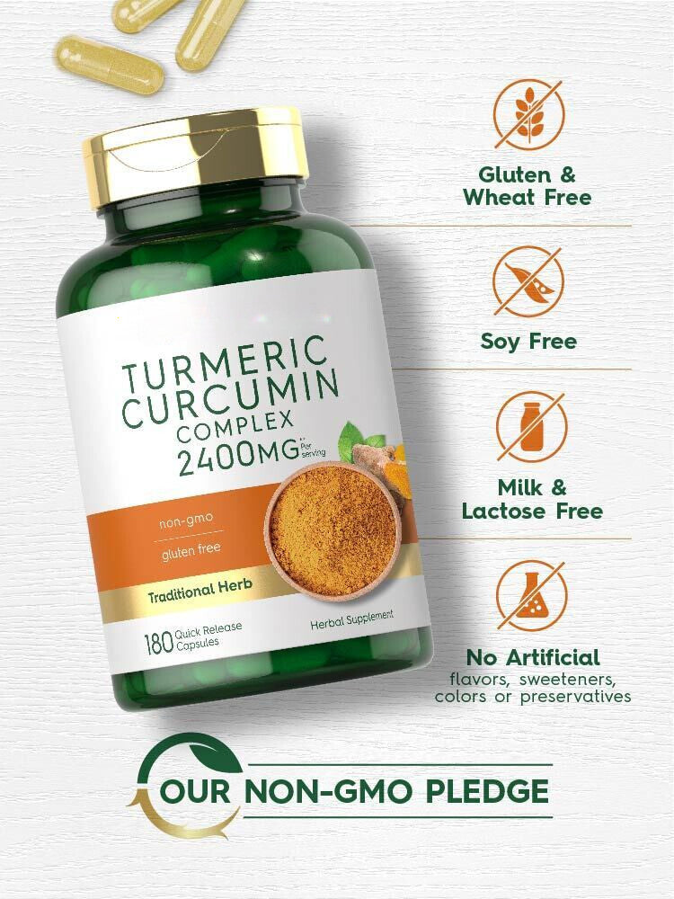 Turmeric Curcumin 2400mg | 180 Capsules | Non-GMO, Gluten Free