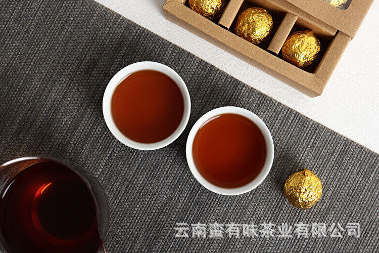 Yunnan Pu'er Tea Menghai Golden Buds Ripe Tea Dragon Pearl 18pcs (Golden Tin)
