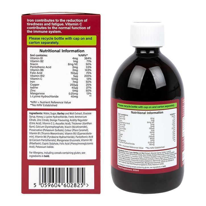 Heber Rui Liquid Iron Supplement Oral Liquid VC VitaminB Folic Acid 500ml/bottle